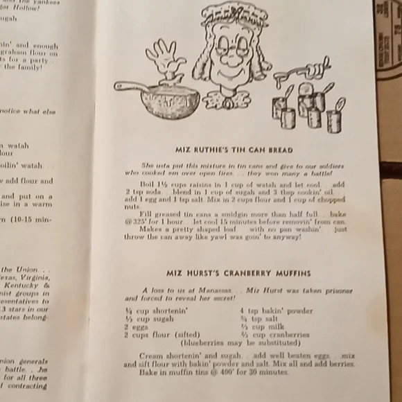 Civil Wah Cookbook Book of Recipes